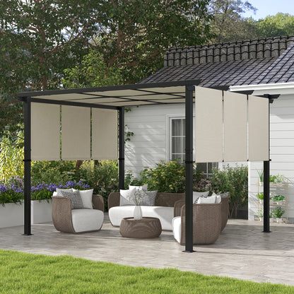 Metal Pergola, Outdoor Pergola with Retractable Canopy, for Garden, Patio, Backyard, Deck - 10' x 12'