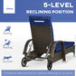 Patio Rattan Lounge Set, Wheeled Wicker Chaise Lounge Chair and Table with Tempered Glass Top, Dark Blue