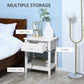 Modern Style Nightstand, Small End Table with Drawer and Storage Shelf for Bedroom, Living Room, White
