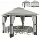 10' x 10' Patio Gazebo, UPF50+ Double Roof Outdoor Gazebo Canopy with Netting and Curtains, Steel Frame, Light Grey