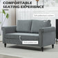 Vintage Loveseat, Upholstered Love Seat Furniture, Fabric 2 Seater Sofa with Rolled Arms, Rubber Wood Legs, Grey