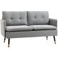 55" Loveseat Sofa, Linen Love Seat w/ S spring, Steel Legs and Button Tufting, Small Couch for Living Room, Grey