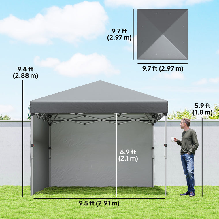 10' x 10' Grey Pop-Up Canopy with Height-Adjustable Frame