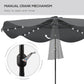 Solar Patio Umbrella with LED and Tilt, Outdoor Market Table Umbrella Parasol with Crank, 10 x 10 ft, Dark Grey