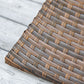 Rattan Wicker Side Table, 21.3" Square Outdoor End Table with Umbrella Hole 2-Tier Storage for Patio Garden Mixed Brown