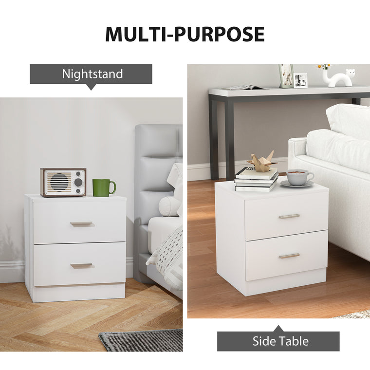 Nightstand with 2 Drawers - White