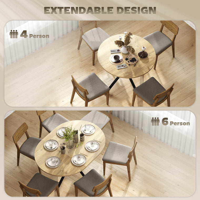 Extendable Dining Table for 4-6 with Butterfly Leaf - Natural Wood