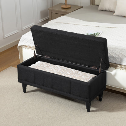 Tufted Storage Bench, Linen End of Bed
