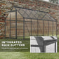 6' x 12' x 6.5' Polycarbonate Greenhouse, Walk-in Green House with Adjustable Roof Vent Galvanized Base Sliding Door Rain Gutter for Outdoor Garden Backyard, Charcoal Grey