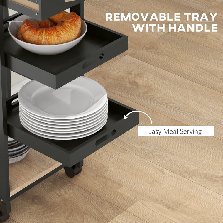 Rolling Kitchen Island Cart with Drawer - Black