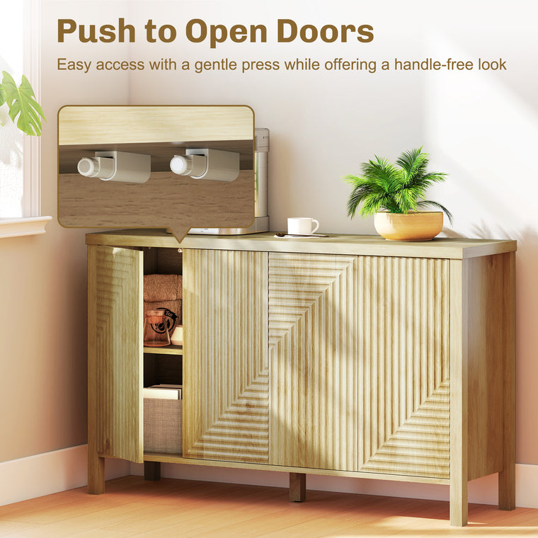 47" Fluted Buffet Sideboard with 4 Doors - Natural