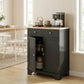 Sideboard Buffet Cabinet with Storage, 27" Kitchen Cabinet with Adjustable Shelf, 2 Drawers and 2 Doors, Coffee Bar Cabinet with Rubberwood Tabletop, Black