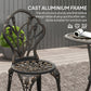 3PCs Patio Bistro Set, Outdoor Cast Aluminum Garden Table and Chairs with Umbrella Hole for Balcony, Bronze