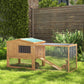 62'' L 2-Story Rabbit Hutch Bunny Cage Small Animal House with Pull Out Tray, Detachable Run, Ramp, for Indoor Outdoor, Natural