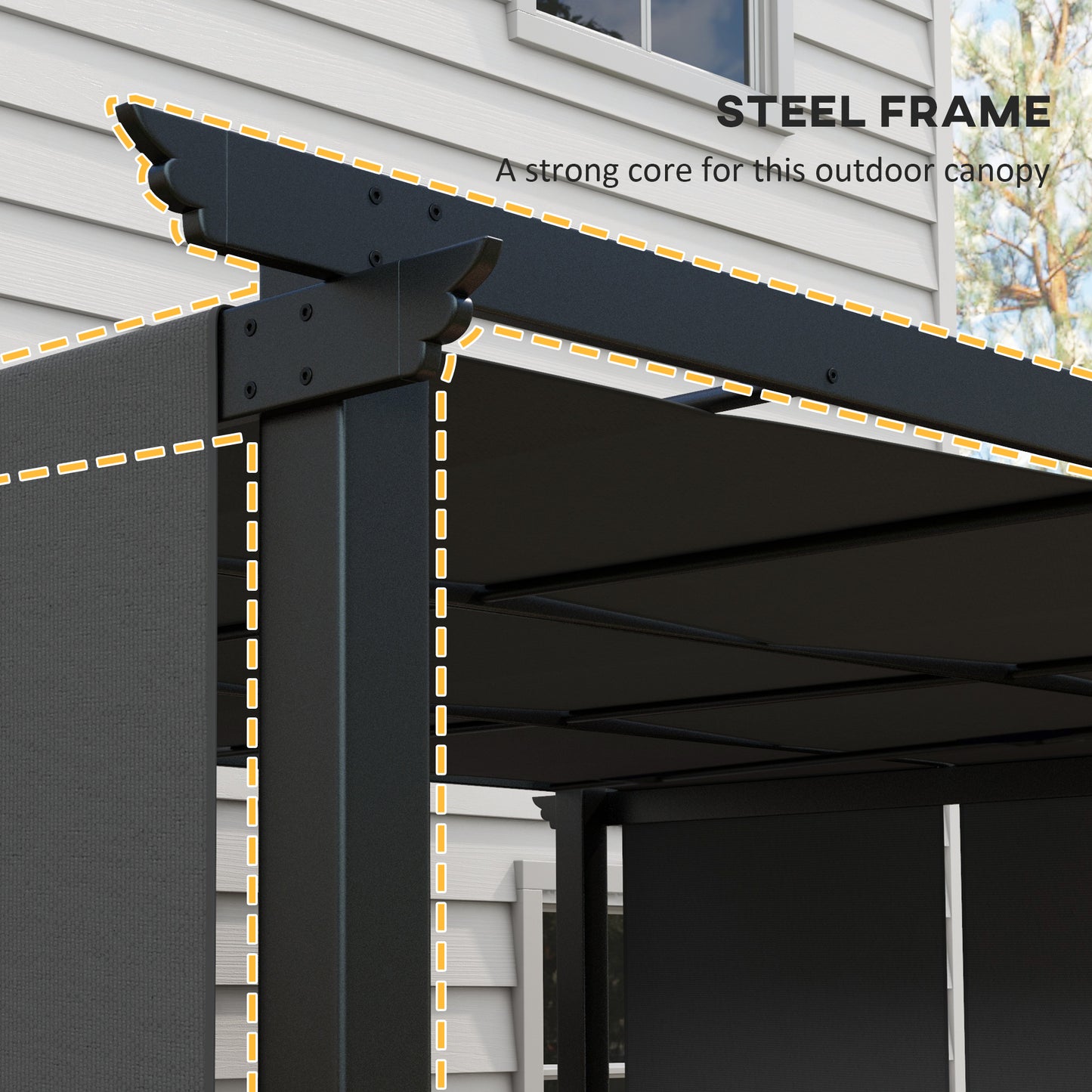 Metal Pergola, Outdoor Pergola with Retractable Canopy, for Garden, Patio, Backyard, Deck