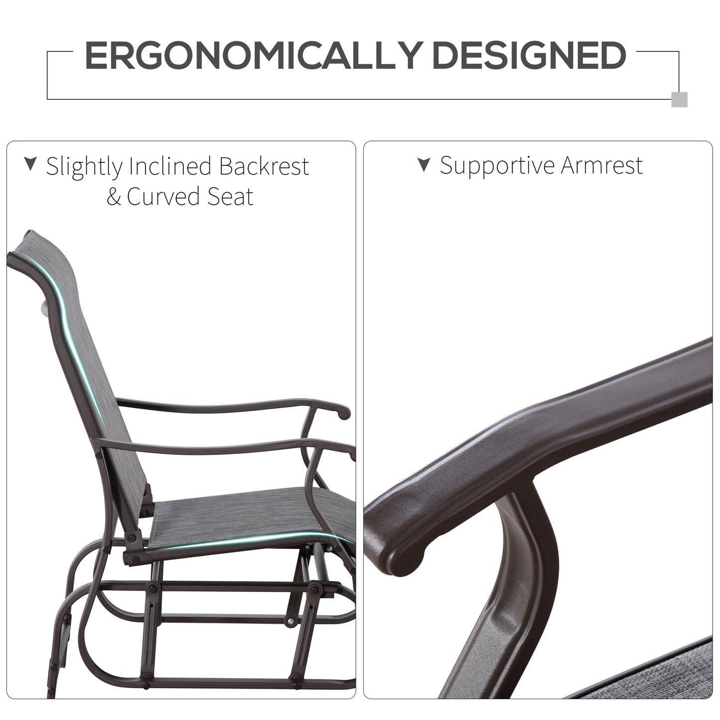 Outdoor Glider Chair, Patio Glider with Steel Frame and Mesh Fabric, Outdoor Chair for Backyard, Garden, Porch, Beige