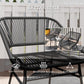 3 Piece Bistro Set, Wicker Outdoor Patio Furniture Set with Glass Top Table, Cushions for Balcony, Porch, Black