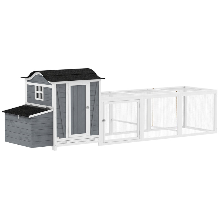 118" Large Wooden Chicken Coop with Run & Nesting Box