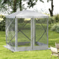 Pop-Up Tent, Foldable Screen Tent with Carry Bag, Zippered Door and Ground Stakes, Fits 3-4 People, Light Grey