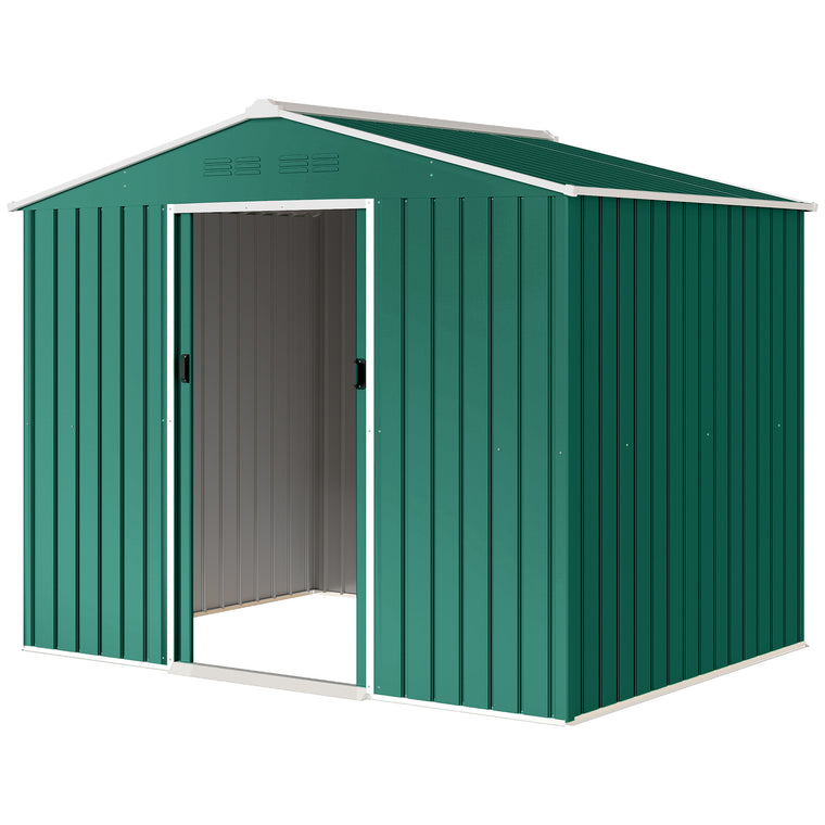 8' x 6' Metal Garden Shed with Lockable Sliding Doors and Vents