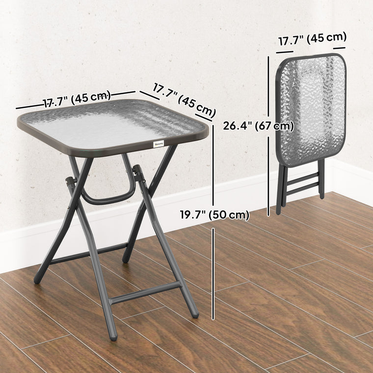 Folding Coffee Table with Tempered Glass Top