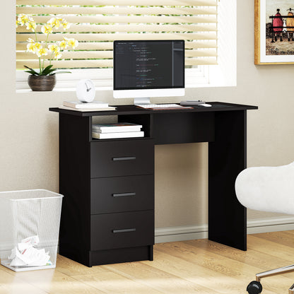 39" Computer Desk with 3 Drawers - Black