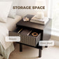 Modern Bedside Table with Drawer and Open Shelf, Sofa Side Table for Bedroom Living Room, Set of 2, Black