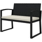 2 Seater Outdoor Bench, Rattan Garden Bench Loveseat with Cushion, Armrests, Steel Frame for Patio, Porch, Beige