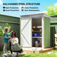 Outdoor Storage Shed, Steel Lean-to Shed with Adjustable Shelf, Lock, Gloves, 5'x3'x6', Green