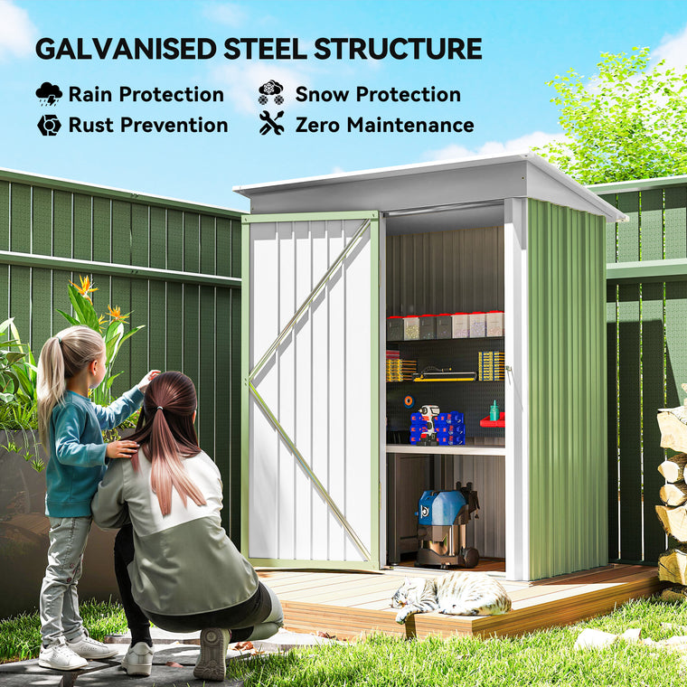 5' x 3' x 6' Steel Lean-To Tool Shed with Shelves and Lock