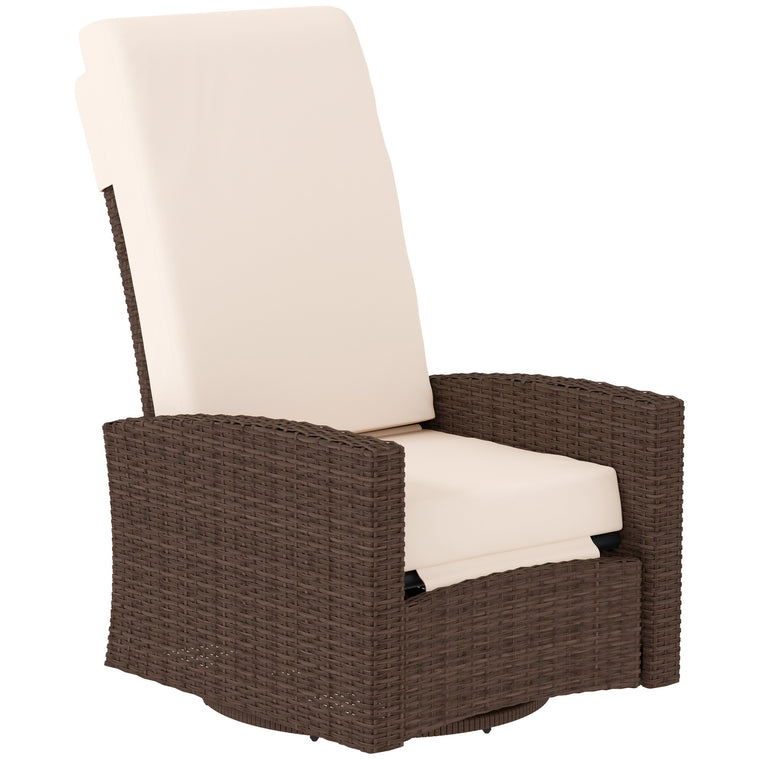 Rattan Wicker Lounge Chair with Footrest & Cushion