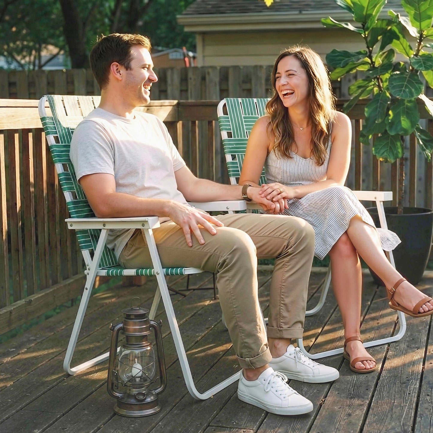 Set of 2 Folding Patio Chairs, Portable Chair Set with Armrests for Camping, Garden, Pool, Beach, Backyard, Green