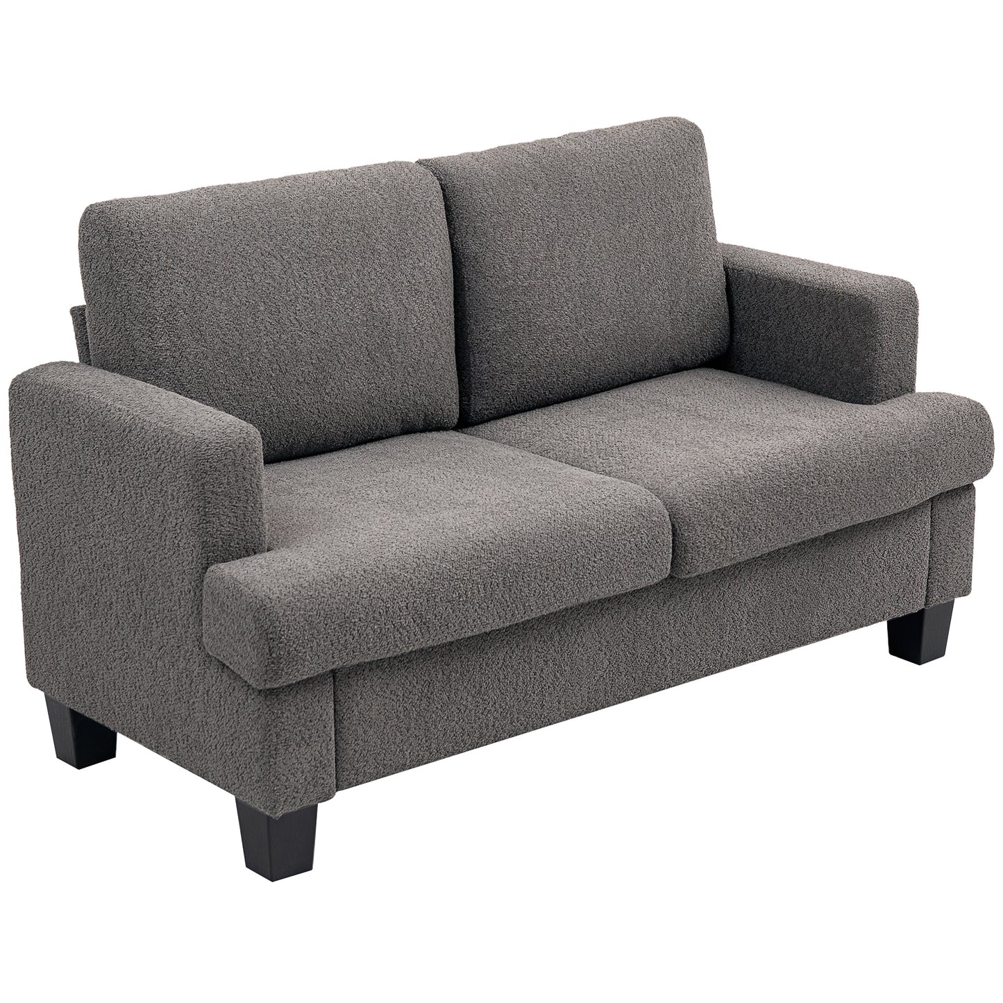 54.3" Loveseat Sofa, 2 Seater Sofa with Removable Cushions, Small Couch with Solid Wood Frame for Living Room, Dark Grey