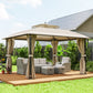 10' x 12' Outdoor Gazebo, Double Roof Patio Gazebo Canopy with Netting and Curtains for Garden, Lawn, Backyard, Deck