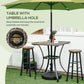 Patio Wicker Dining Table with Umbrella Hole, 34 Inch Outdoor PE Rattan Coffee Table with Plastic Board Under the Woven Table Top for Patio, Garden, Balcony, Mixed Brown