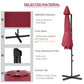 10 FT Cantilever Umbrella, Aluminum Hanging Offset Umbrella with 360°Rotation, Crank, Tilt, Cross Base, Red