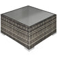 Rattan Garden Coffee Table, 25.6" Square Garden Rattan Table with Tempered Glass Top, Deep Grey