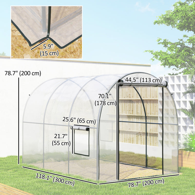 3 x 2 x 2 m Polytunnel Greenhouse with Steel Frame