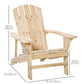 Wood Adirondack Chair, Outdoor Patio Muskoka Chair with Slatted Design for Deck, Garden, Backyard, Fire Pit, Natural