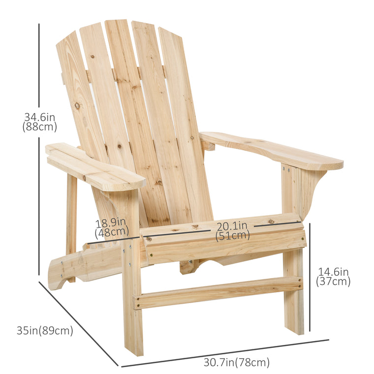 Natural Wood Adirondack Chair with Slatted Design