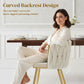 Modern Dining Chairs Set of 2, Velvet-Feel Upholstered Kitchen Chairs with Woven Backrest and Metal Legs, Cream White
