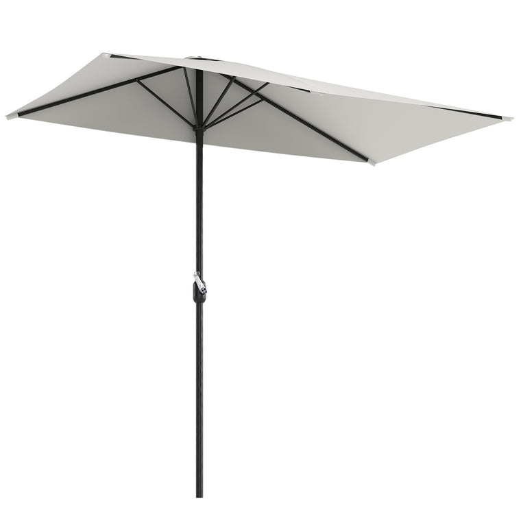 8ft Cream White Half Umbrella with 5 Ribs