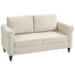 Vintage Loveseat, Upholstered Love Seat Furniture, Fabric 2 Seater Sofa with Rolled Arms, Rubber Wood Legs, Beige