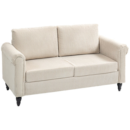 Vintage 2-Seater Loveseat Sofa with Rolled Arms - Beige