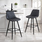 PU Leather Counter Height Bar Chairs Set of 2, 27.75" Bar Stools with Metal Legs for Dining Area, Kitchen Island, Black