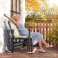 Outdoor Glider Bench for 2 Person, Patio Glider Loveseat with Thick Cushions for Garden Balcony Porch, Cream White
