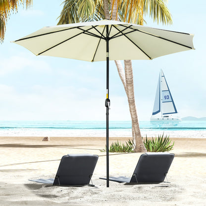 10' x 8' Beige Round Market Umbrella with Crank & Tilt