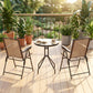Folding Outdoor Bistro Set, Patio Table and Chairs with Reclining Backrest and Round Dining Table, Brown