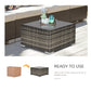 Rattan Garden Coffee Table, 25.6" Square Garden Rattan Table with Tempered Glass Top, Deep Grey