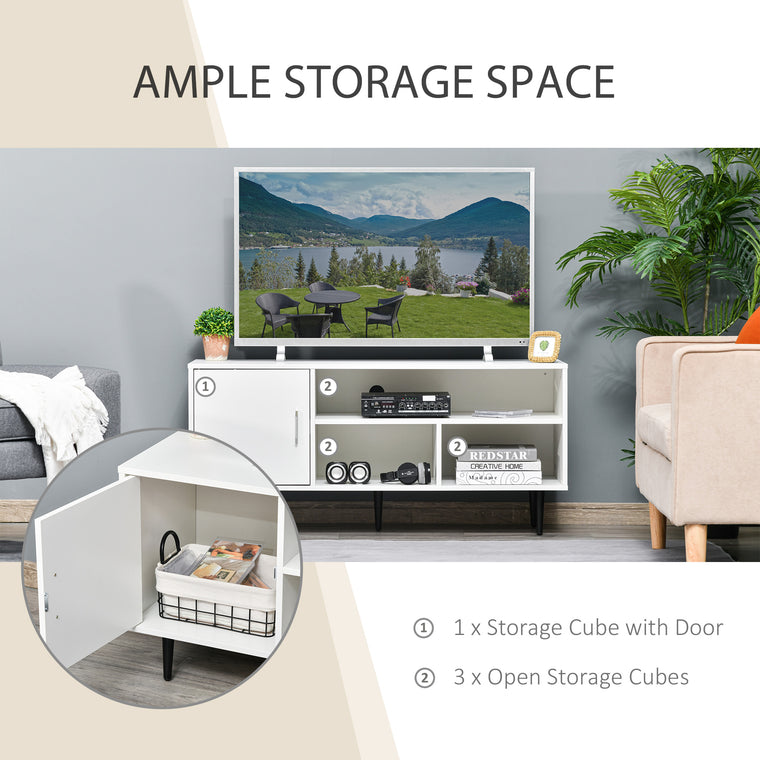 TV Stand for 60" TVs with Storage Shelf - White